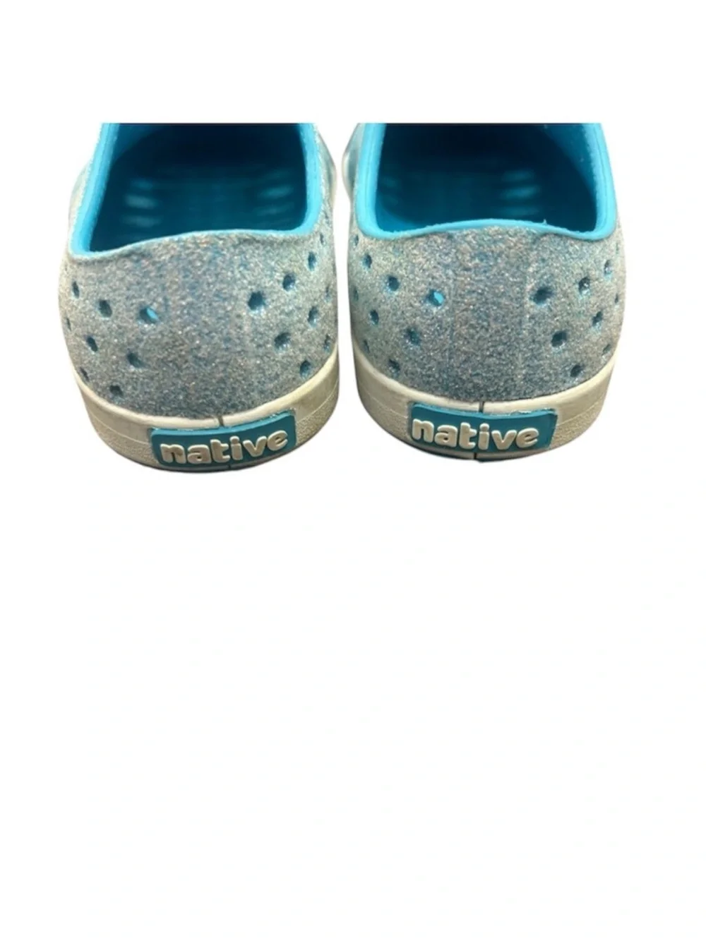Native Bling Blue Glitter Kids Shoes Slip-On Size C6 Toddler Little Kid